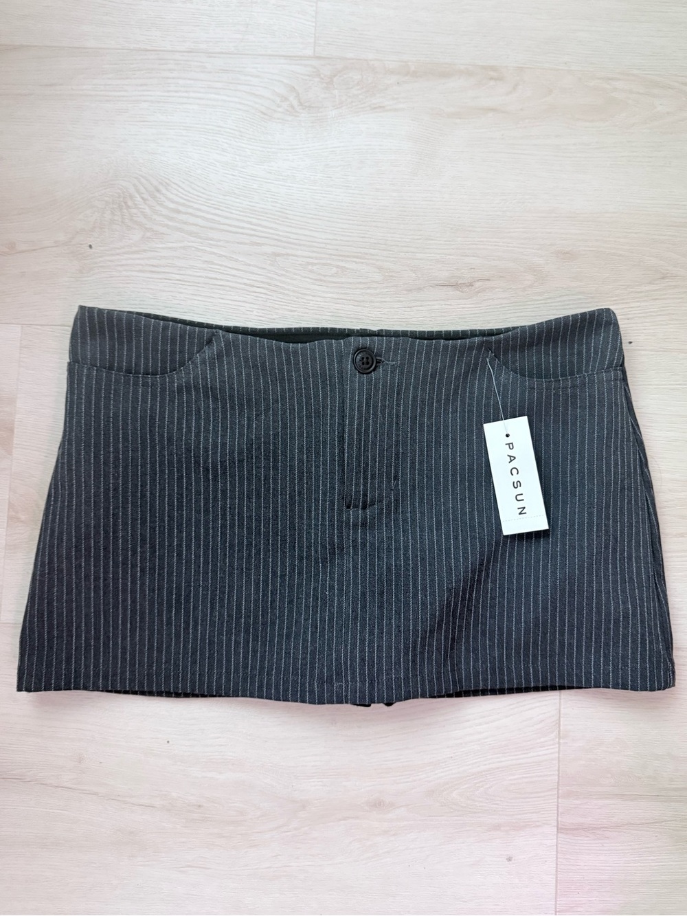PacSun Charcoal Pinstripe Mini Skirt with Button Waist